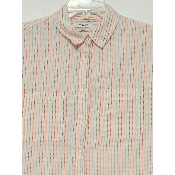 Madewell Courier Stitched Rainbow Striped Shirt, Size M - Picture 6 of 10